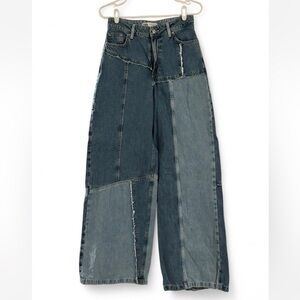 Zara high rise wide leg patchwork jeans